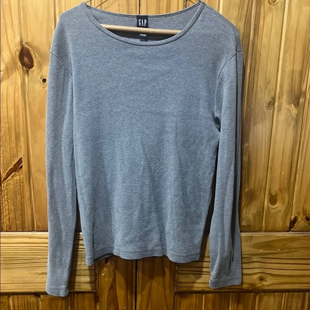GAP Women's Heather Gray Long Sleeve Top - Picture 3 of 4